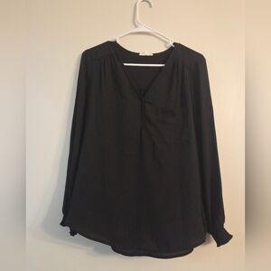 Pleione Black Long Sleeve Blouse